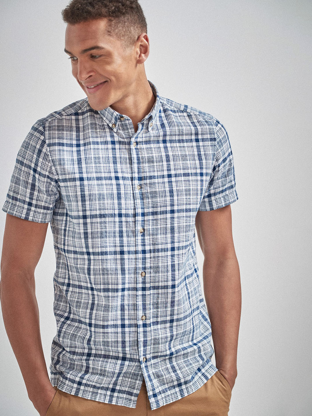 Buy Next Men Blue Regular Fit Checked Casual Shirt Shirts for Men