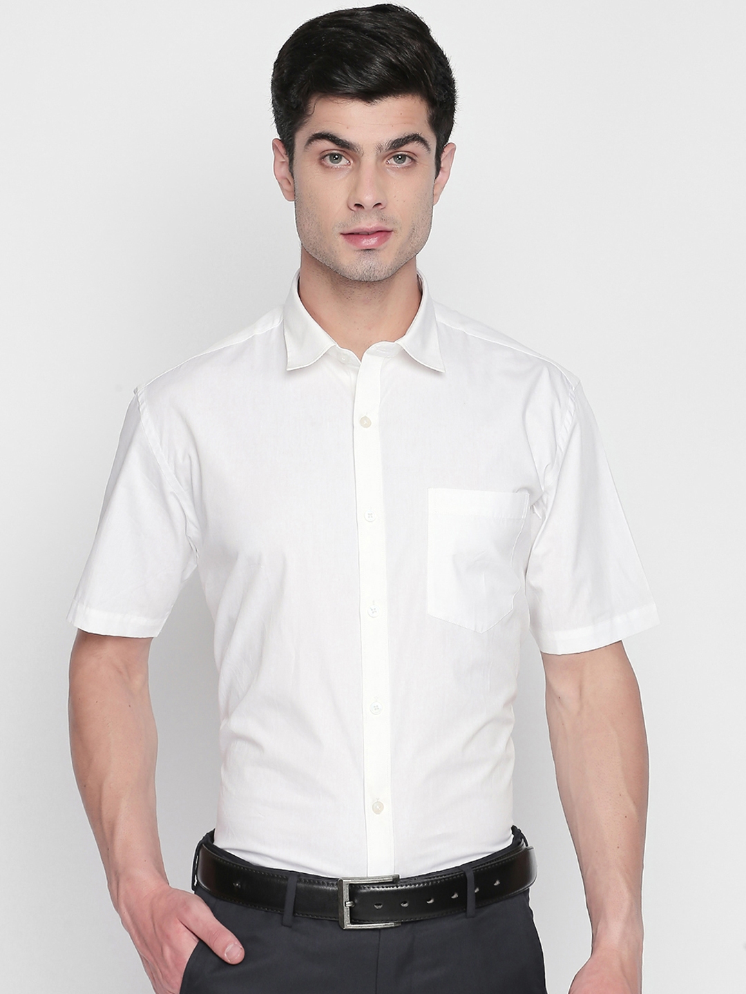 Buy ZIDO Men White Slim Fit Solid Formal Shirt - Shirts for Men ...
