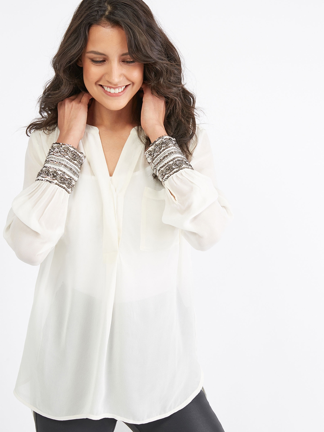 Buy Next Women Cream Coloured Solid A Line Top - Tops for Women 10279993 | Myntra