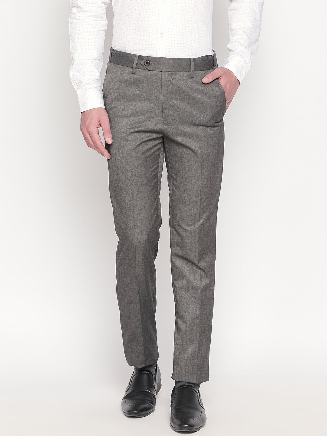 Buy RICHARD PARKER By Pantaloons Men Grey Slim Fit Solid Formal Trousers - Trousers for Men 