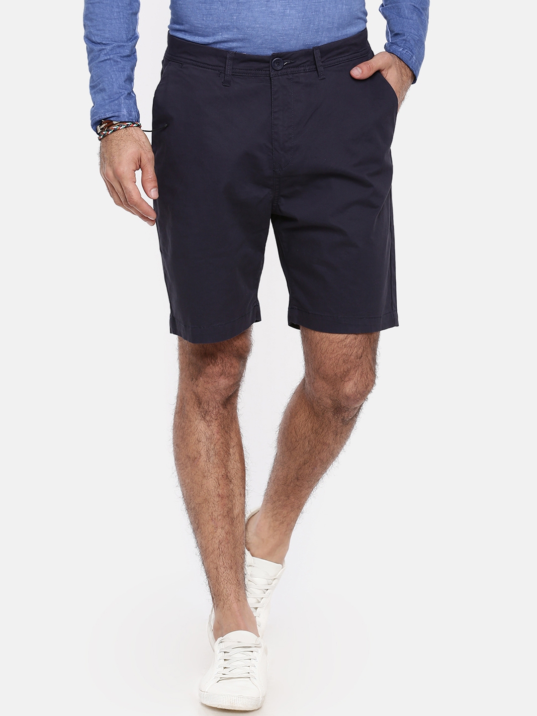 Buy Breakbounce Men Navy Blue Solid Regular Fit Regular Shorts - Shorts ...