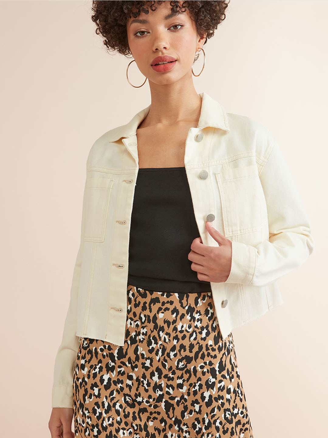 Buy Next Women Cream Coloured Solid Denim Jacket Jackets for Women 10298069 Myntra