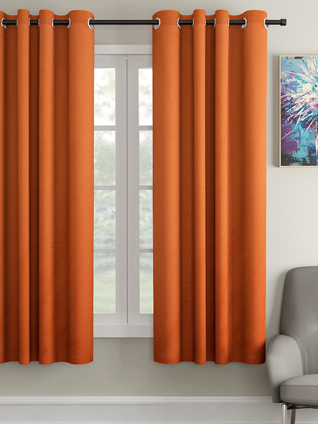 Buy Soumya Rust Orange Single Window Curtain - Curtains And Sheers for