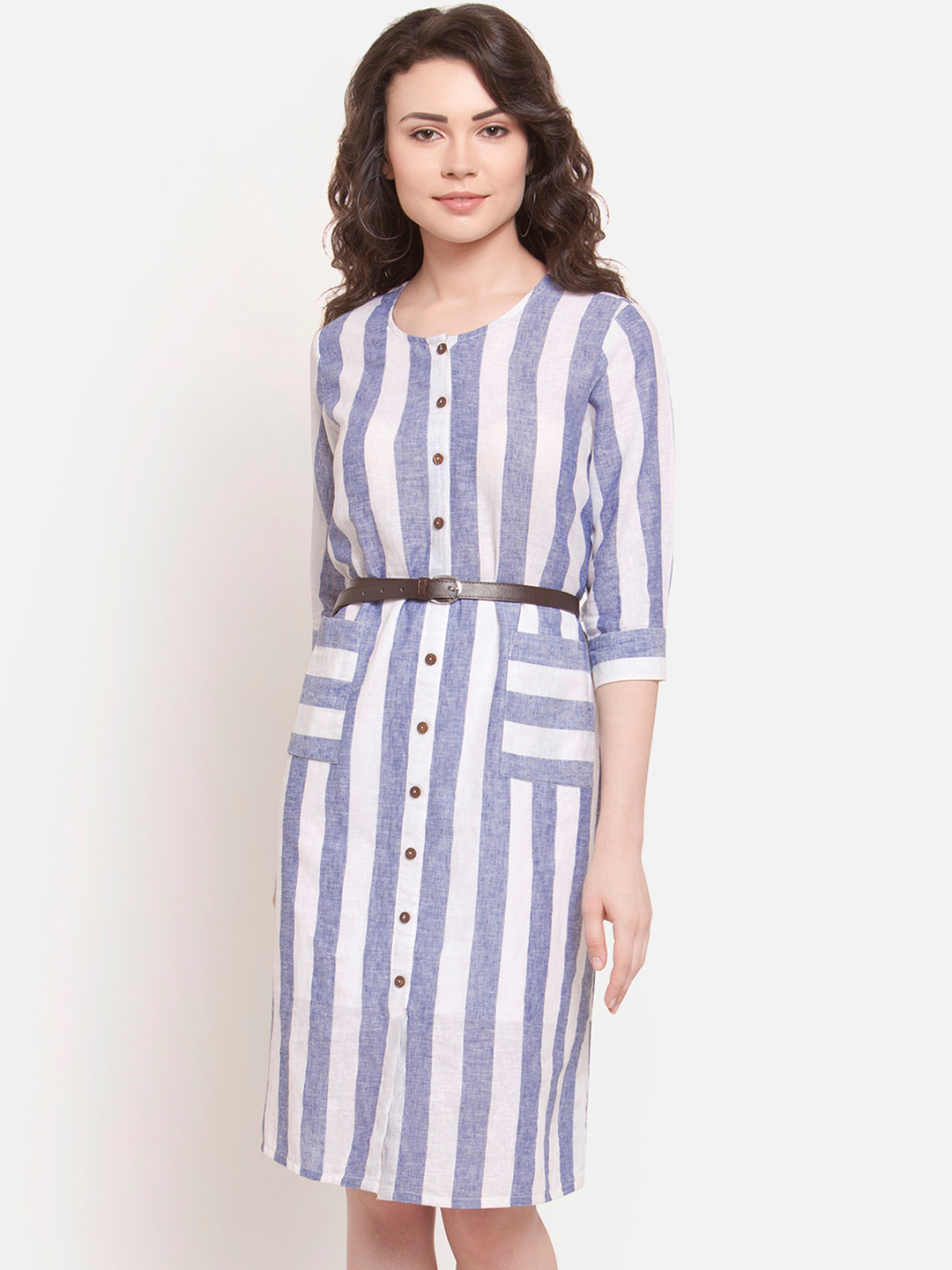Buy Martini Women Blue & White Shirt Dress Dresses for Women 10306991