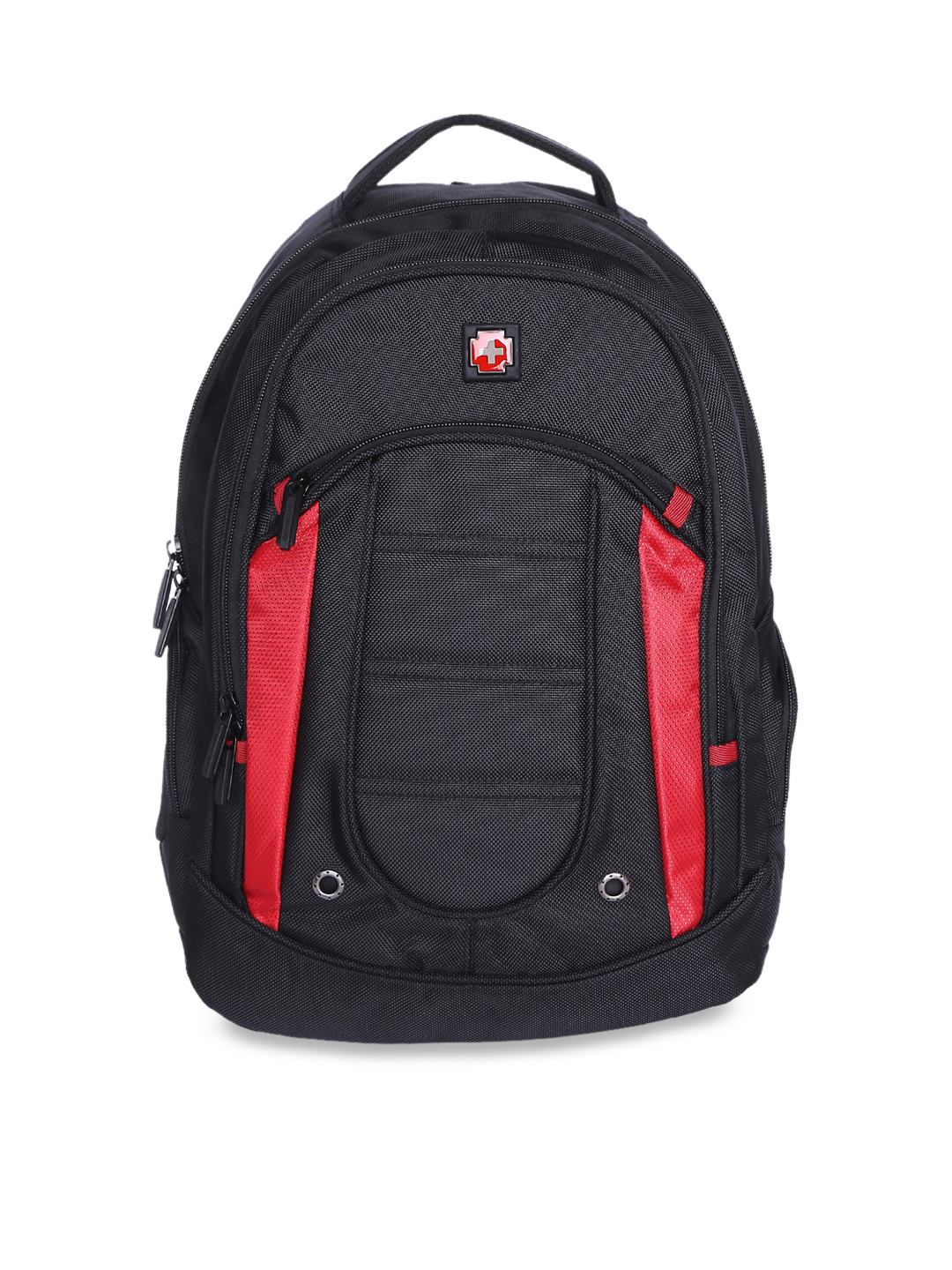 Buy SWISS BRAND Unisex Black & Red Solid Backpack ...
