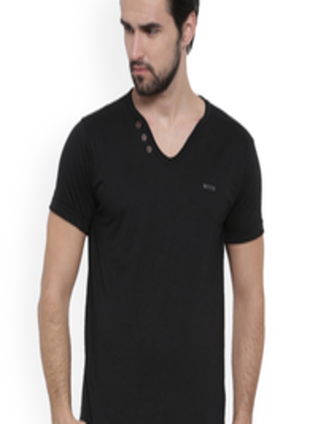 Buy WITH Men Black Solid V Neck T Shirt - Tshirts for Men 10315033 | Myntra
