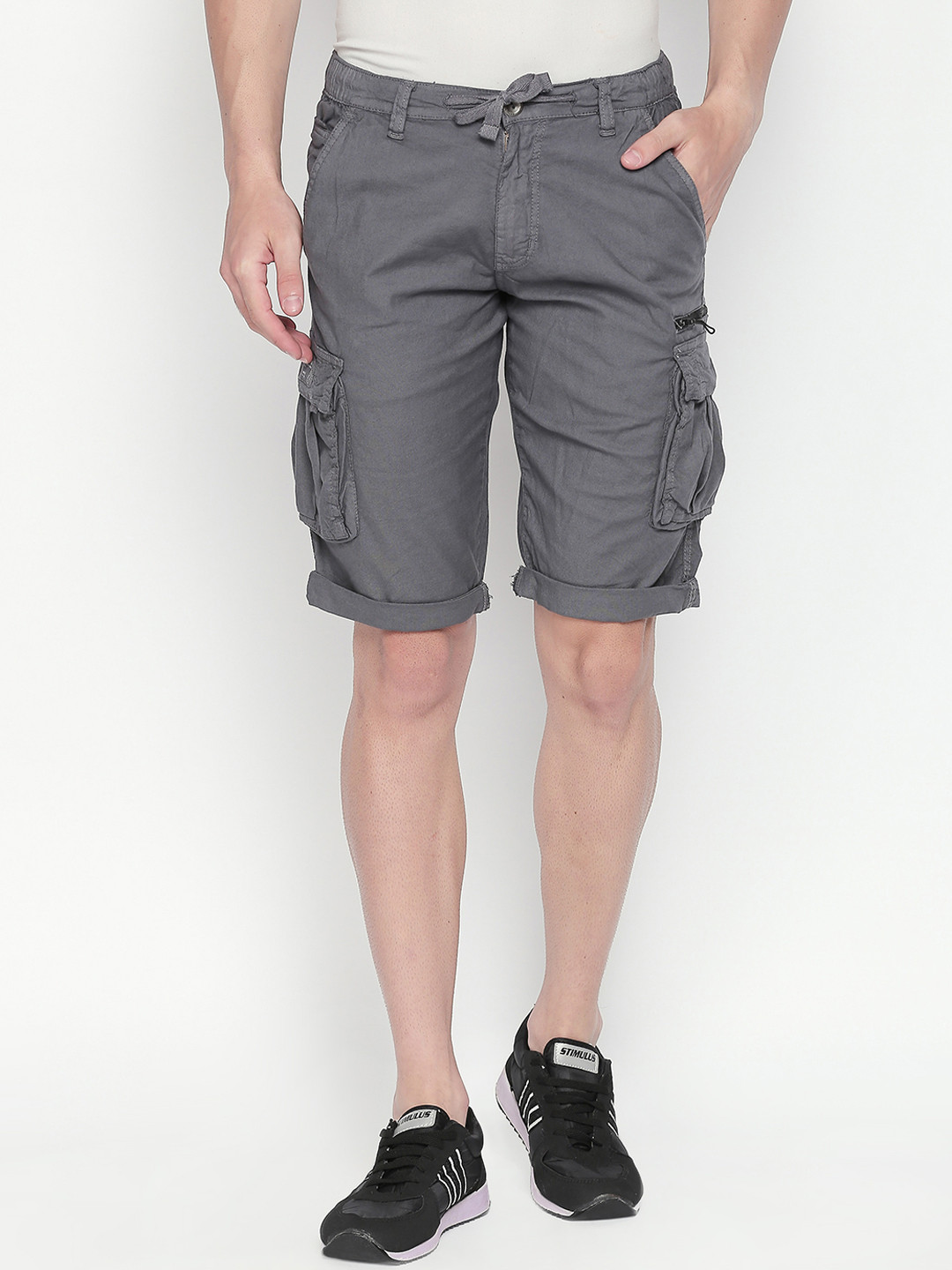 Buy Beevee Men Grey Solid Regular Fit Cargo Shorts Shorts for Men