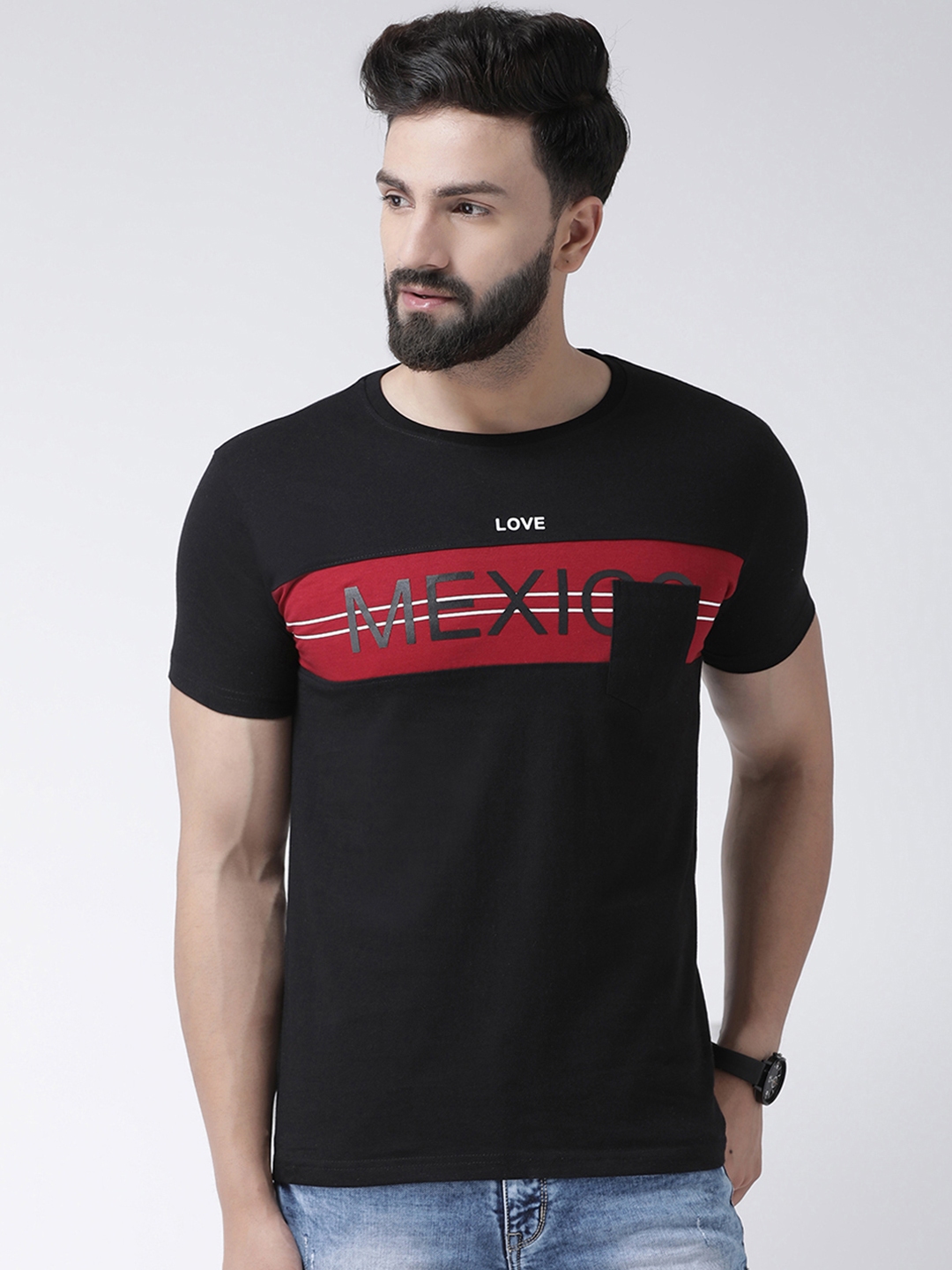 Buy COBB Men Black & Red Printed Round Neck T Shirt - Tshirts for Men ...