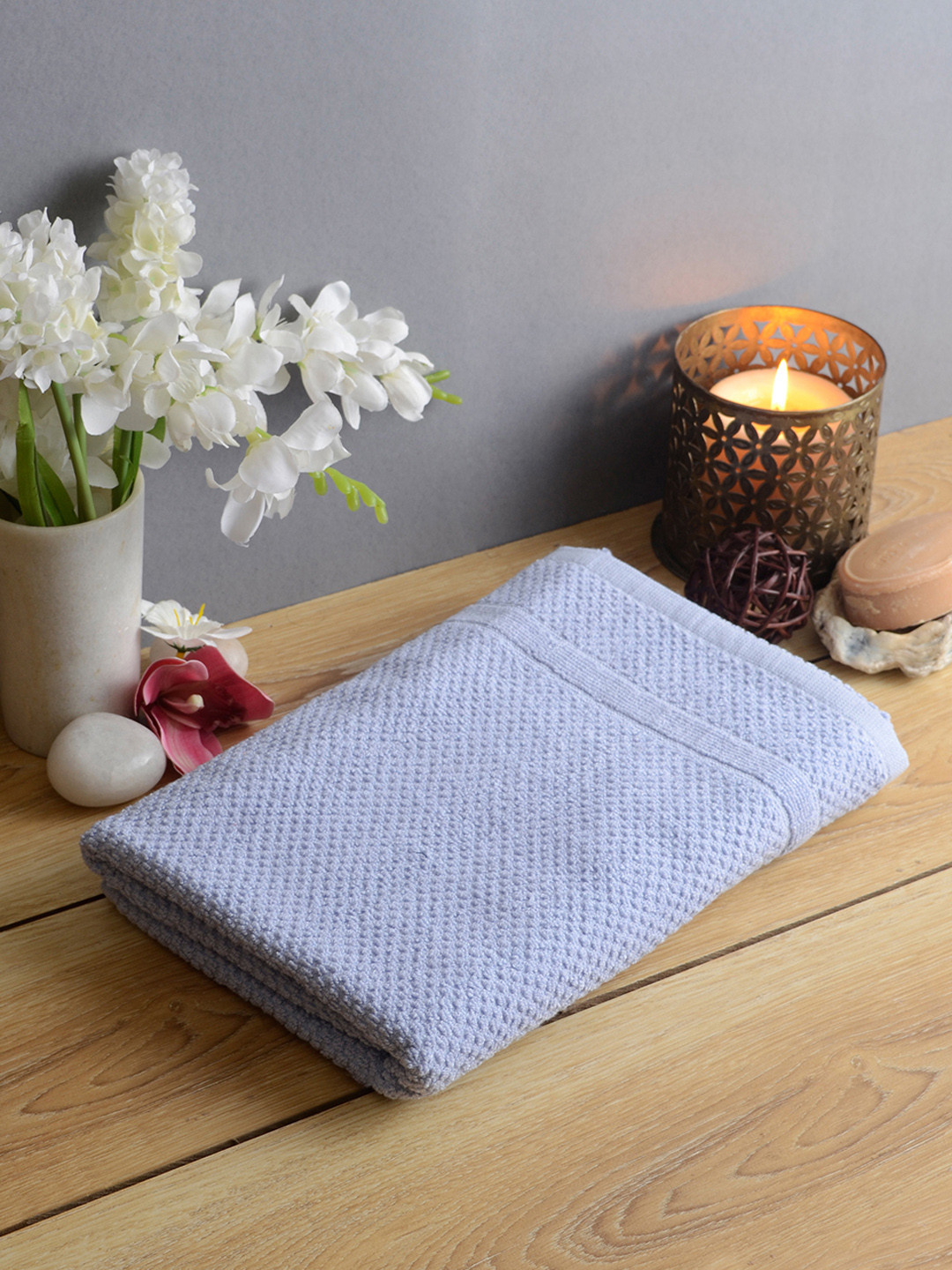 Buy Softweave Women Blue Self Design 350 GSM Bath Towel - Bath Towels ...