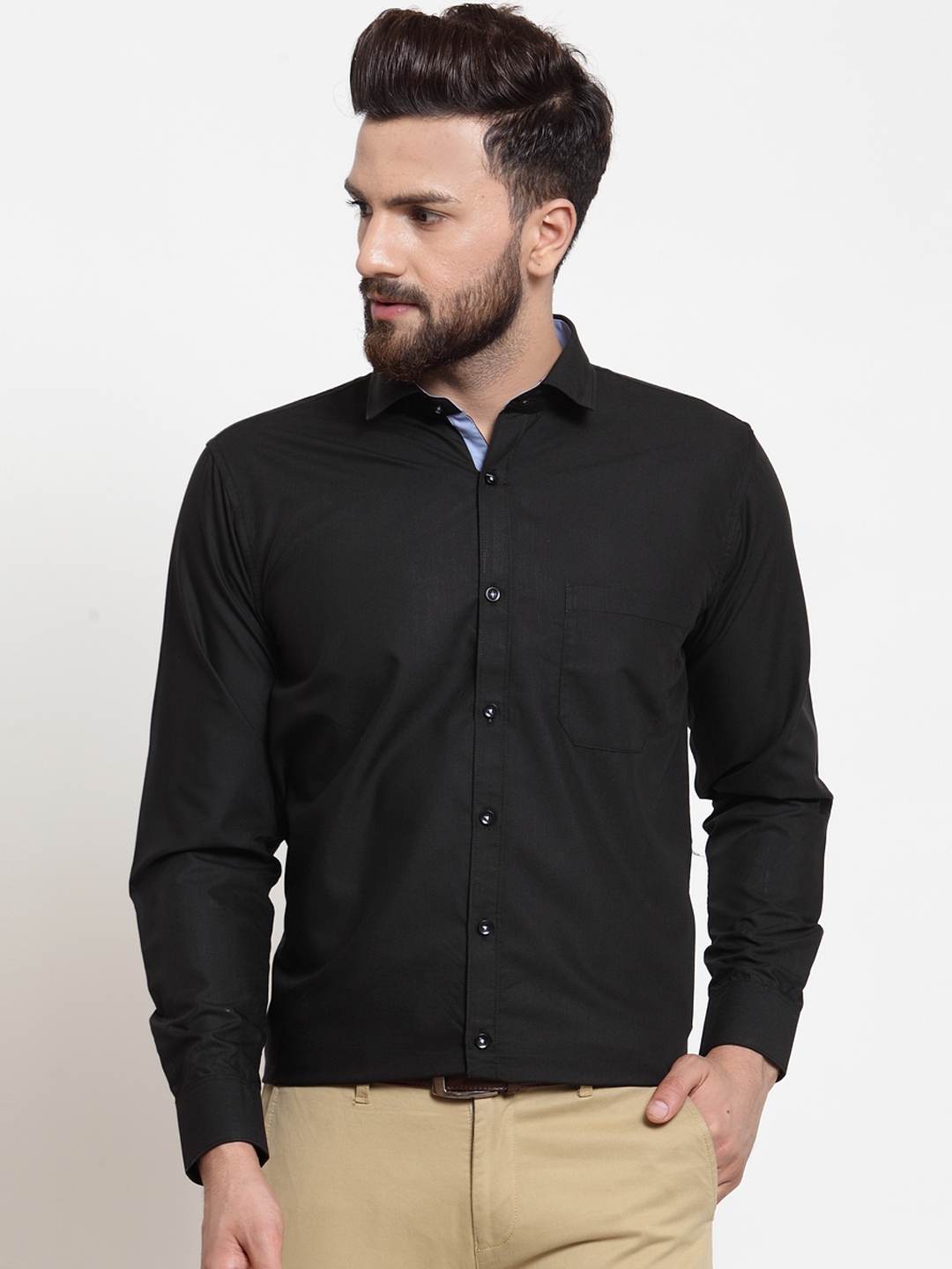 Buy CAMIER Men Black Classic Regular Fit Solid Formal Shirt - Shirts ...