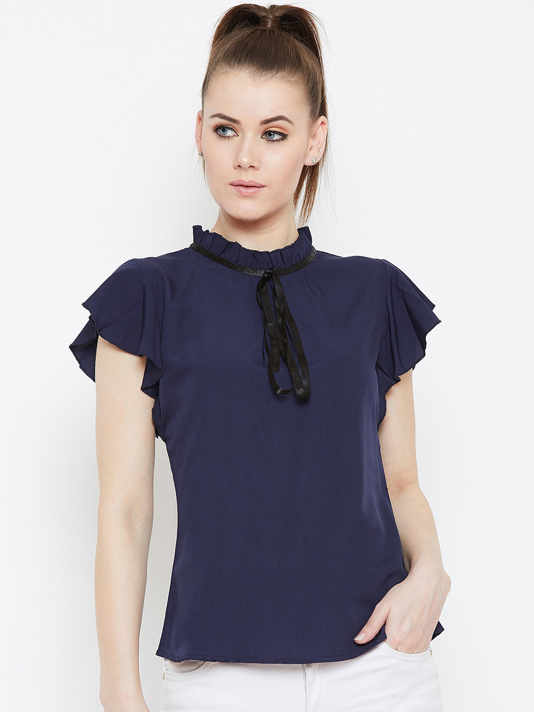 Buy Berrylush Women Navy Blue Solid Top Tops for Women 10323219 Myntra