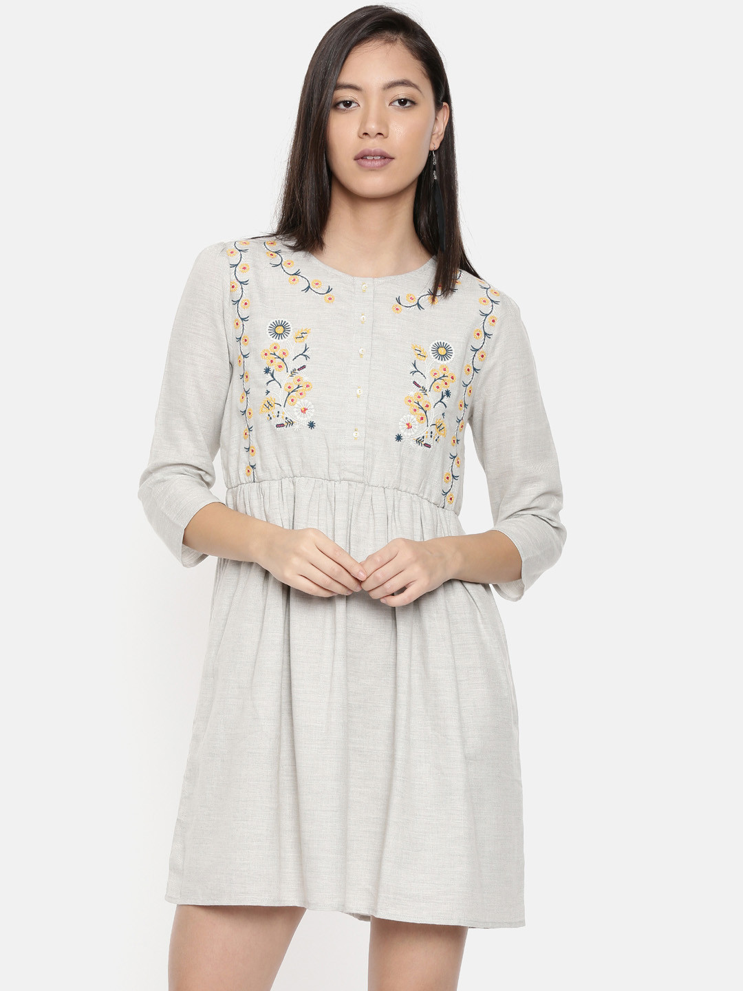 Buy Chumbak Women Grey Empire Dress Dresses for Women 10329213 Myntra