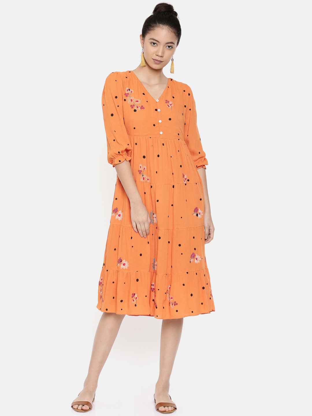 Buy Chumbak Women Orange Empire Dress Dresses for Women 10329219 Myntra