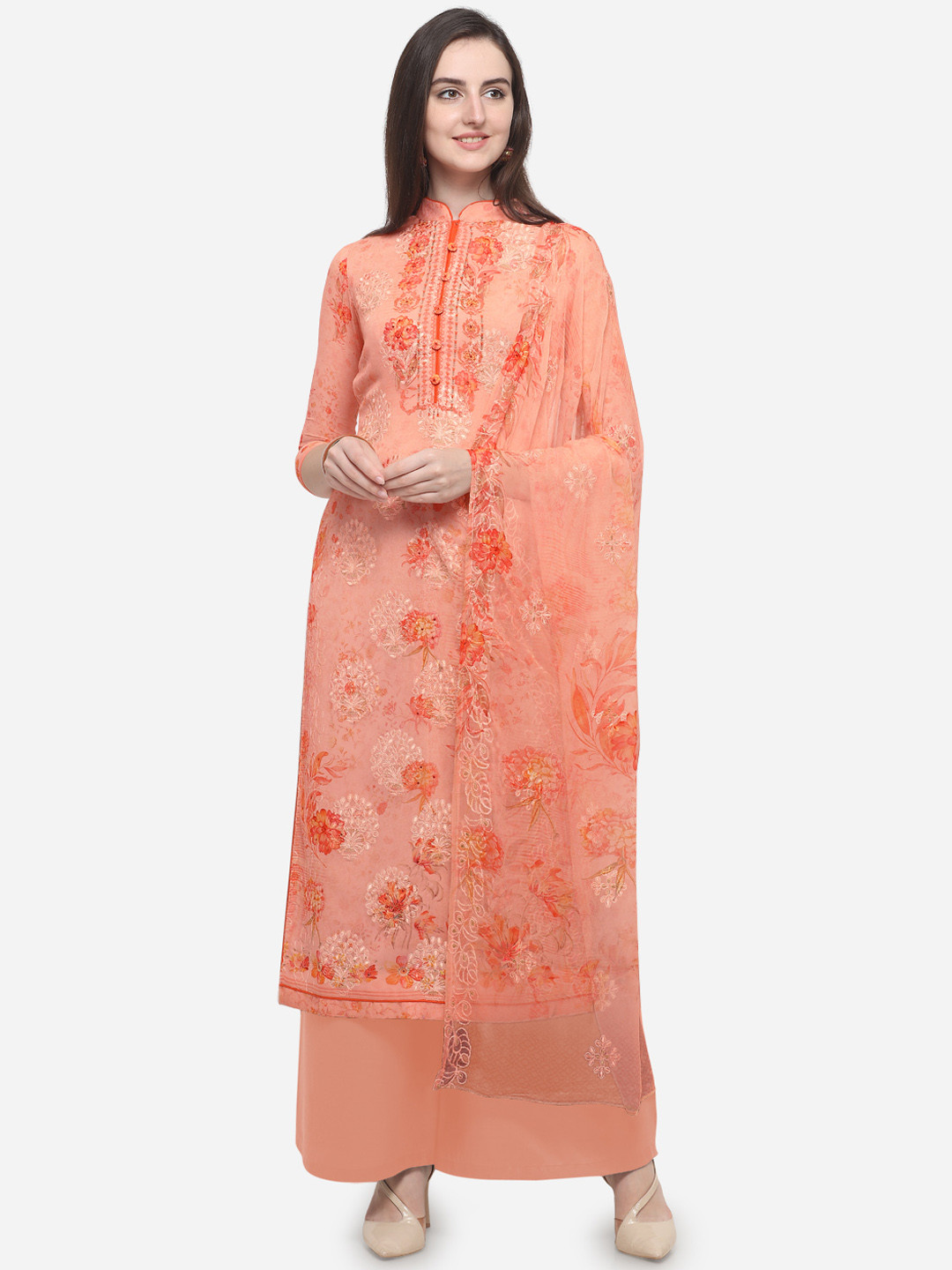 Buy RIYA Peach Coloured Poly Unstitched Dress Material