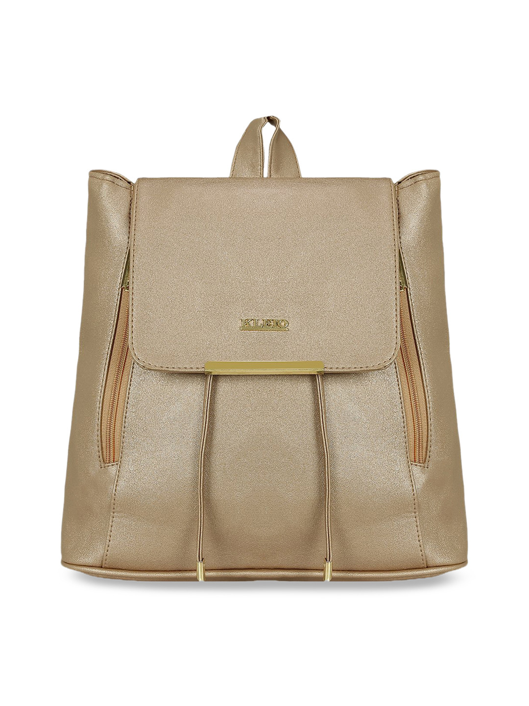 Buy KLEIO Women Gold Toned Solid Leather Backpack Backpacks for Women
