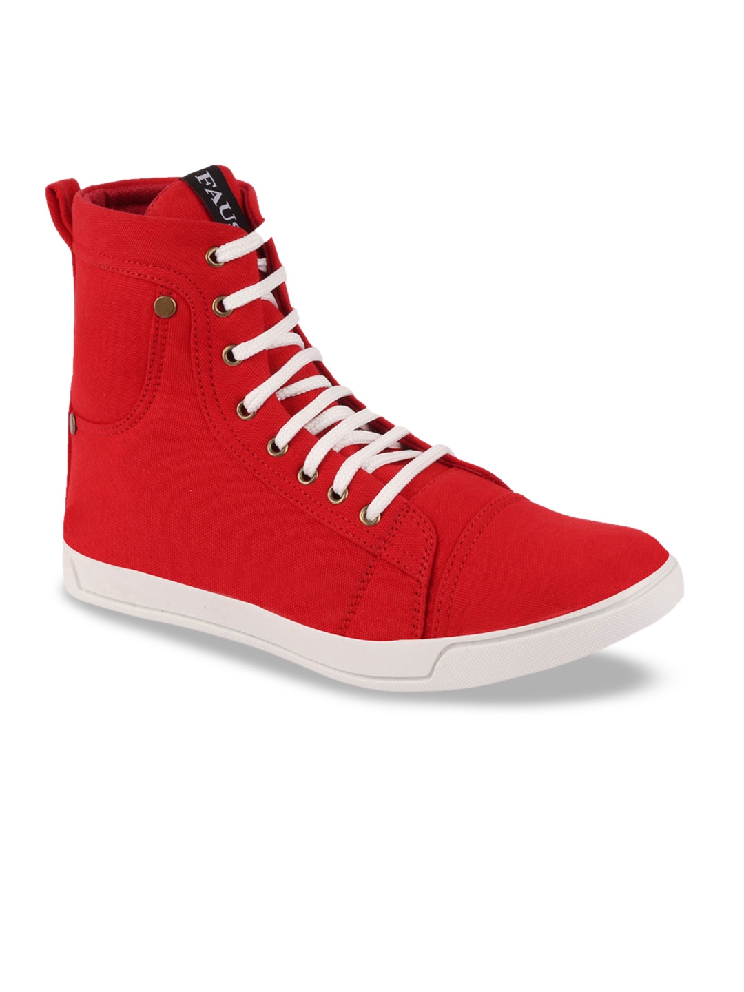 Buy FAUSTO Men Red Solid Canvas High Top Sneakers - Casual Shoes for ...