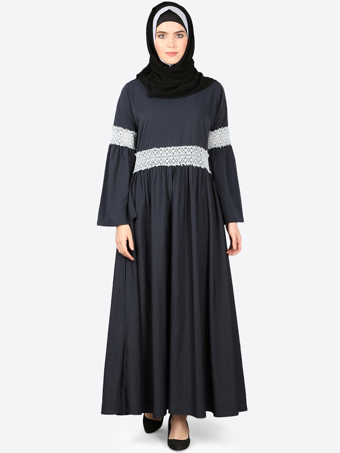 Buy NAZNEEN Women Navy Blue Solid Abaya With Hijab - Burqas for Women 10352703 | Myntra