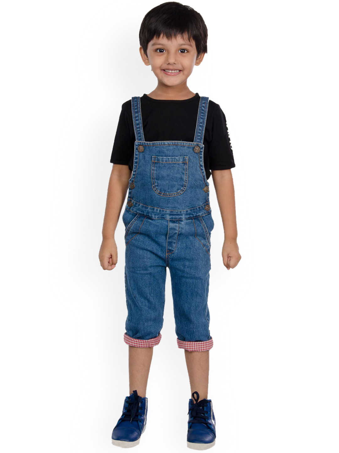 Buy Olele Boys Blue Solid Denim Regular Fit Dungaree Dungarees for
