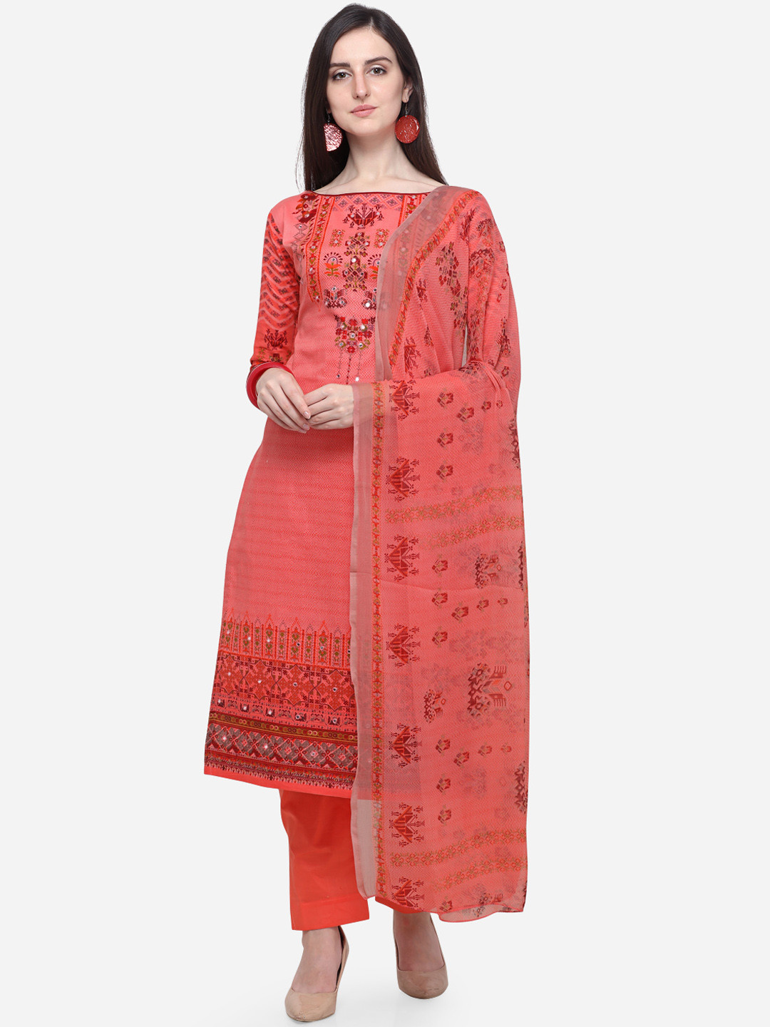Buy Mf Pink Pure Cotton Unstitched Dress Material Dress Material for
