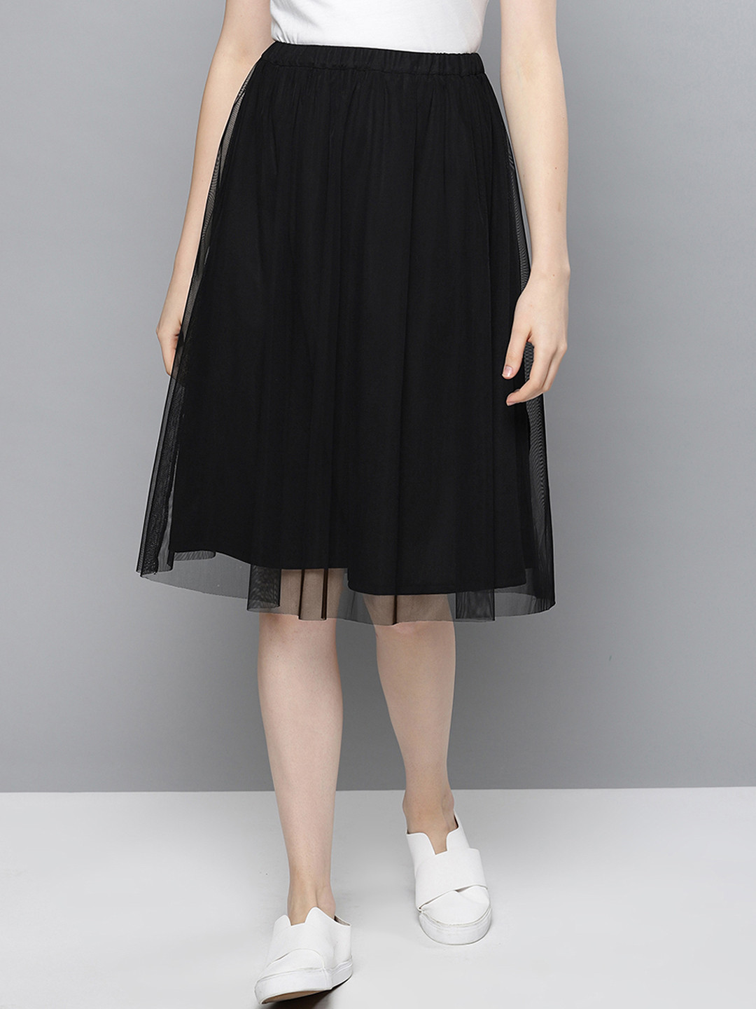 Buy Besiva Black Net Flared Skirt Skirts for Women 10196981 Myntra