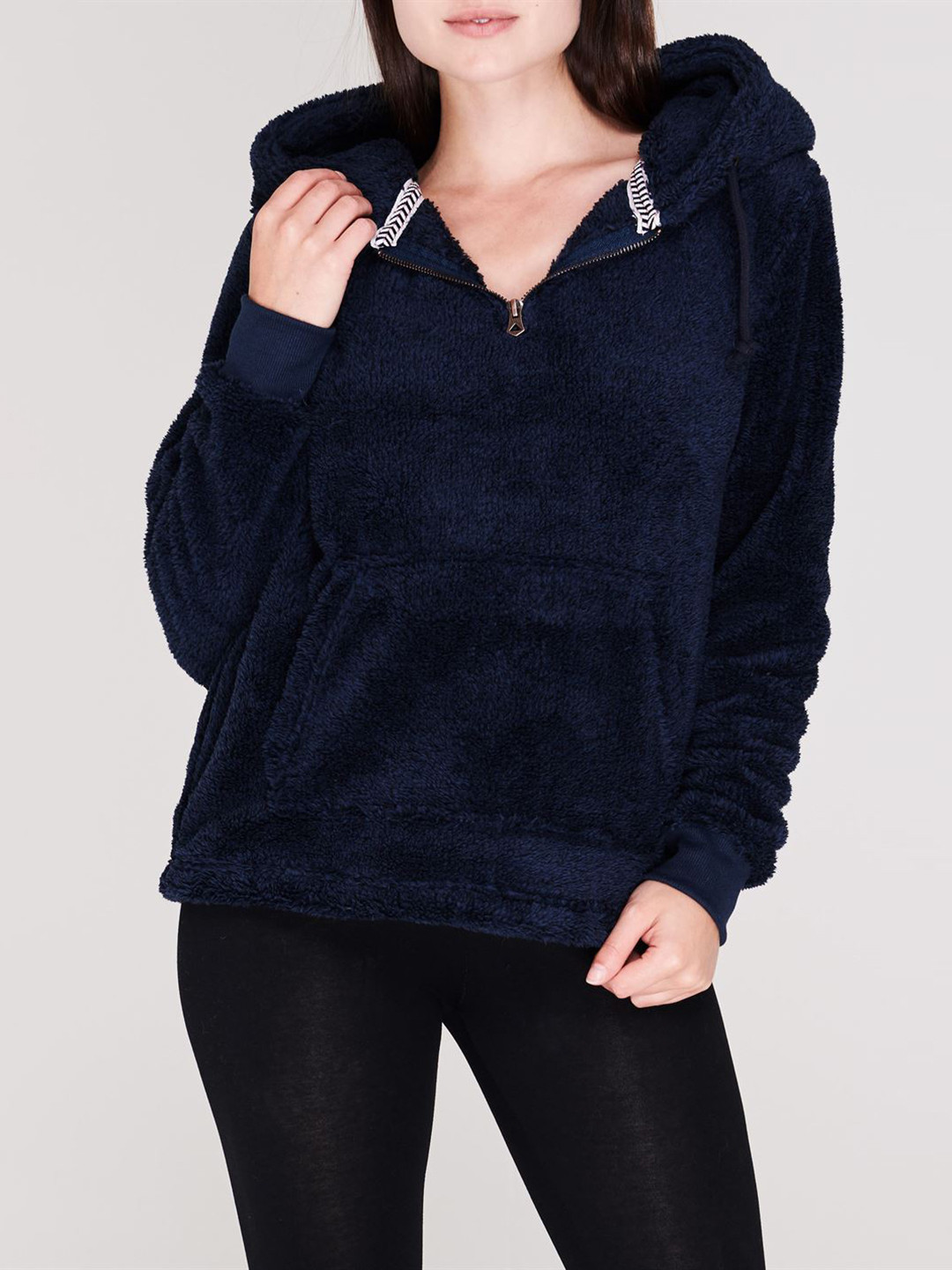 Buy SoulCal Women Navy Blue Solid Hooded Sweatshirt Sweatshirts for