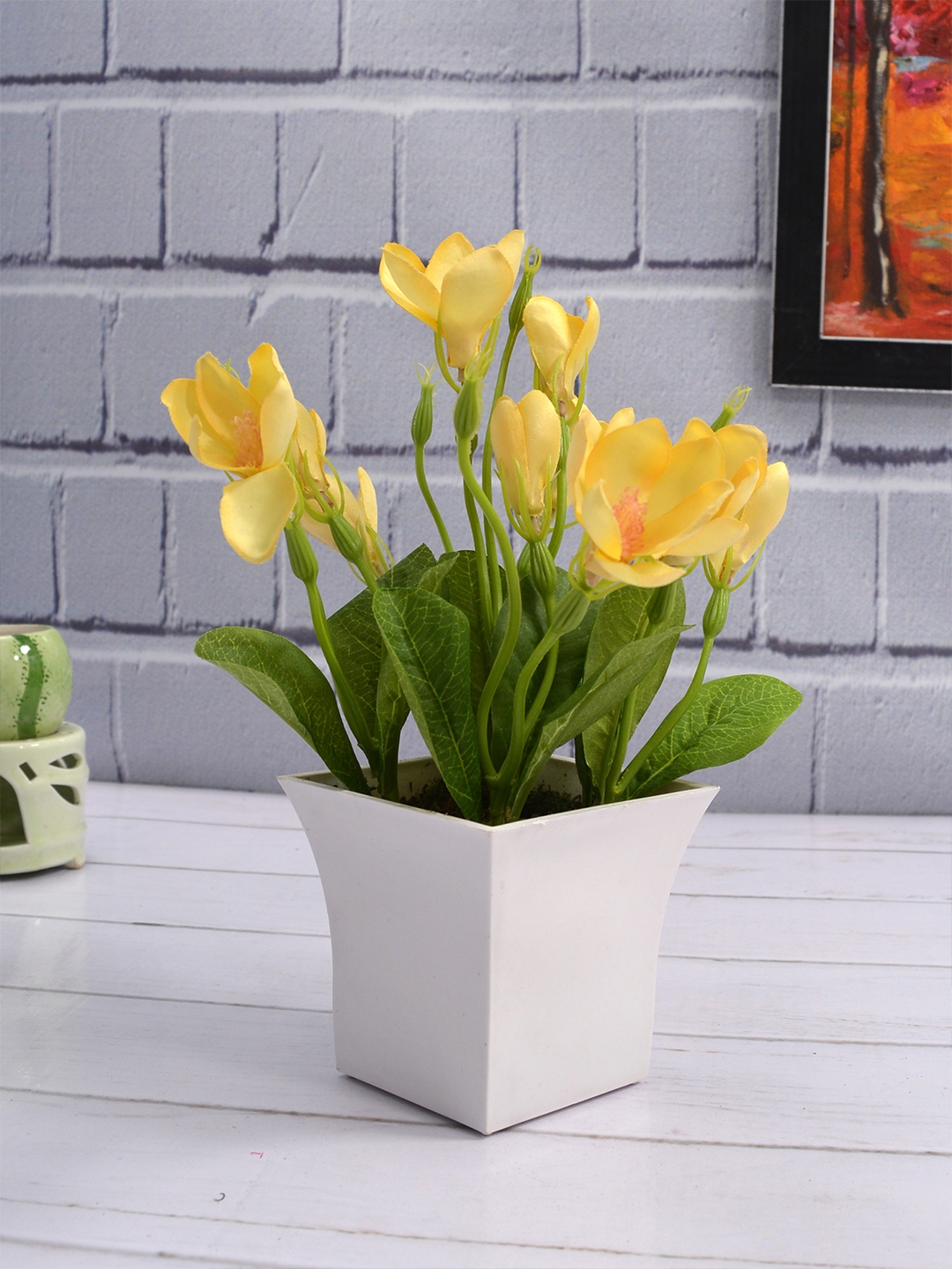 Buy Fancy Mart Artificial Yellow Lily Flower With Pot Artificial