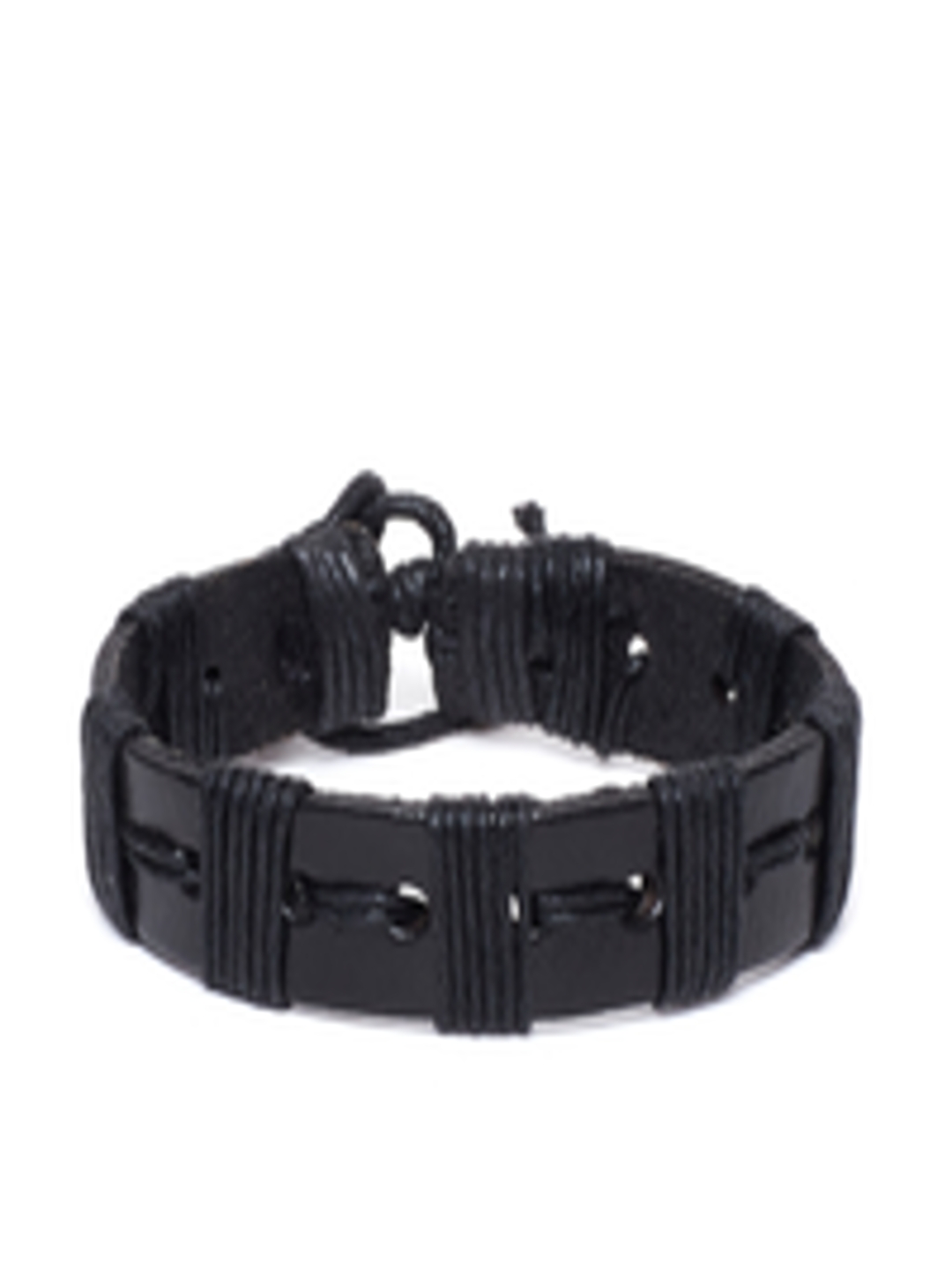 Buy Alvaro Castagnino Men Black Leather Wraparound Bracelet - Bracelet ...