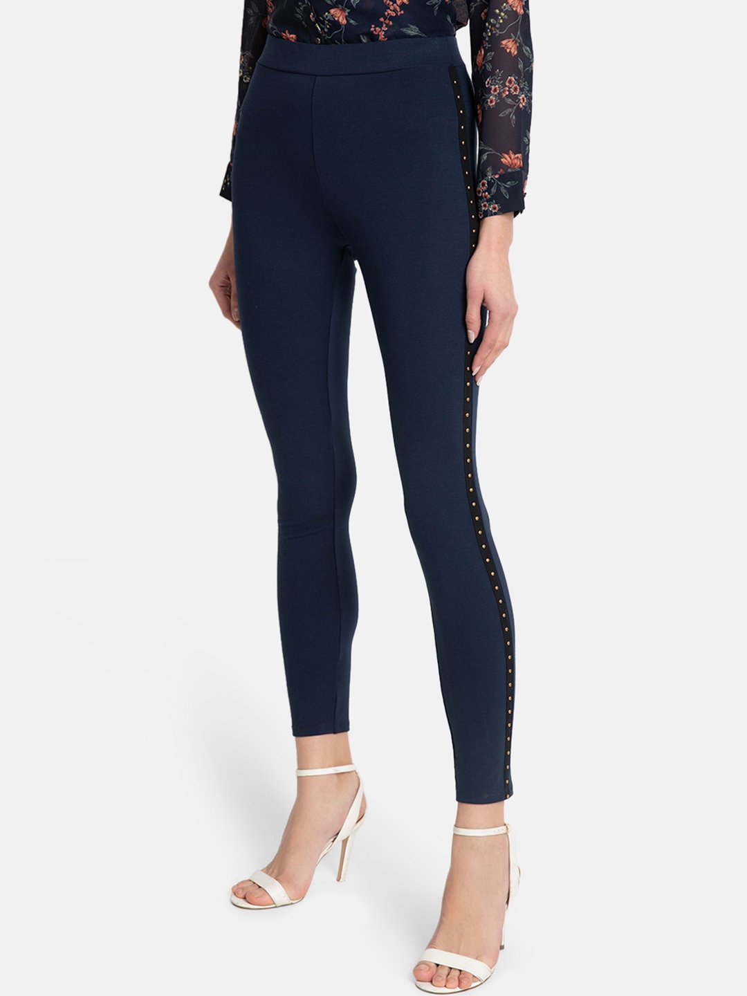 navy coated jeggings