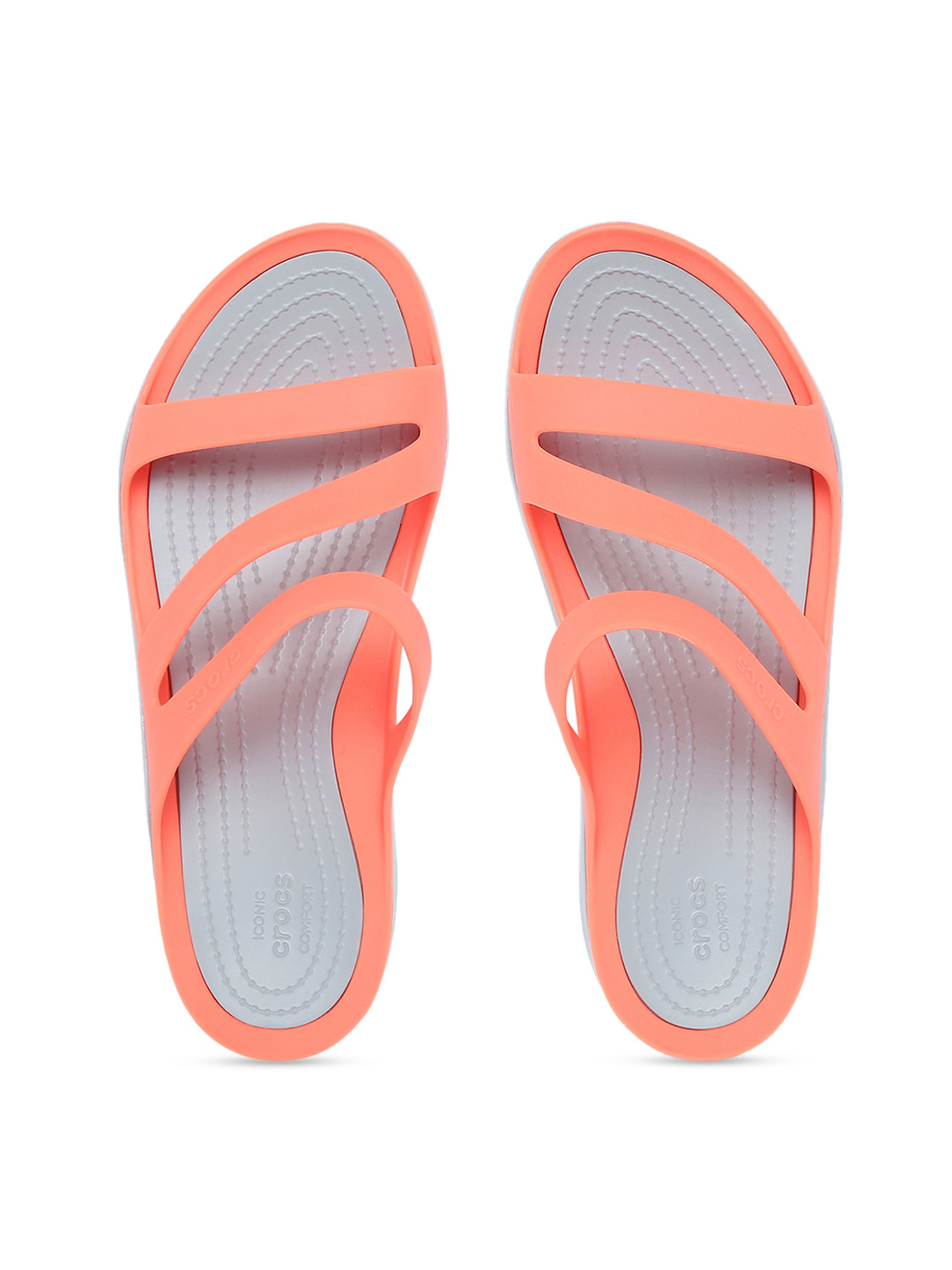 Buy Crocs Swiftwater Women Orange Grey Solid Sliders - Flip Flops for Women 10362399 | Myntra