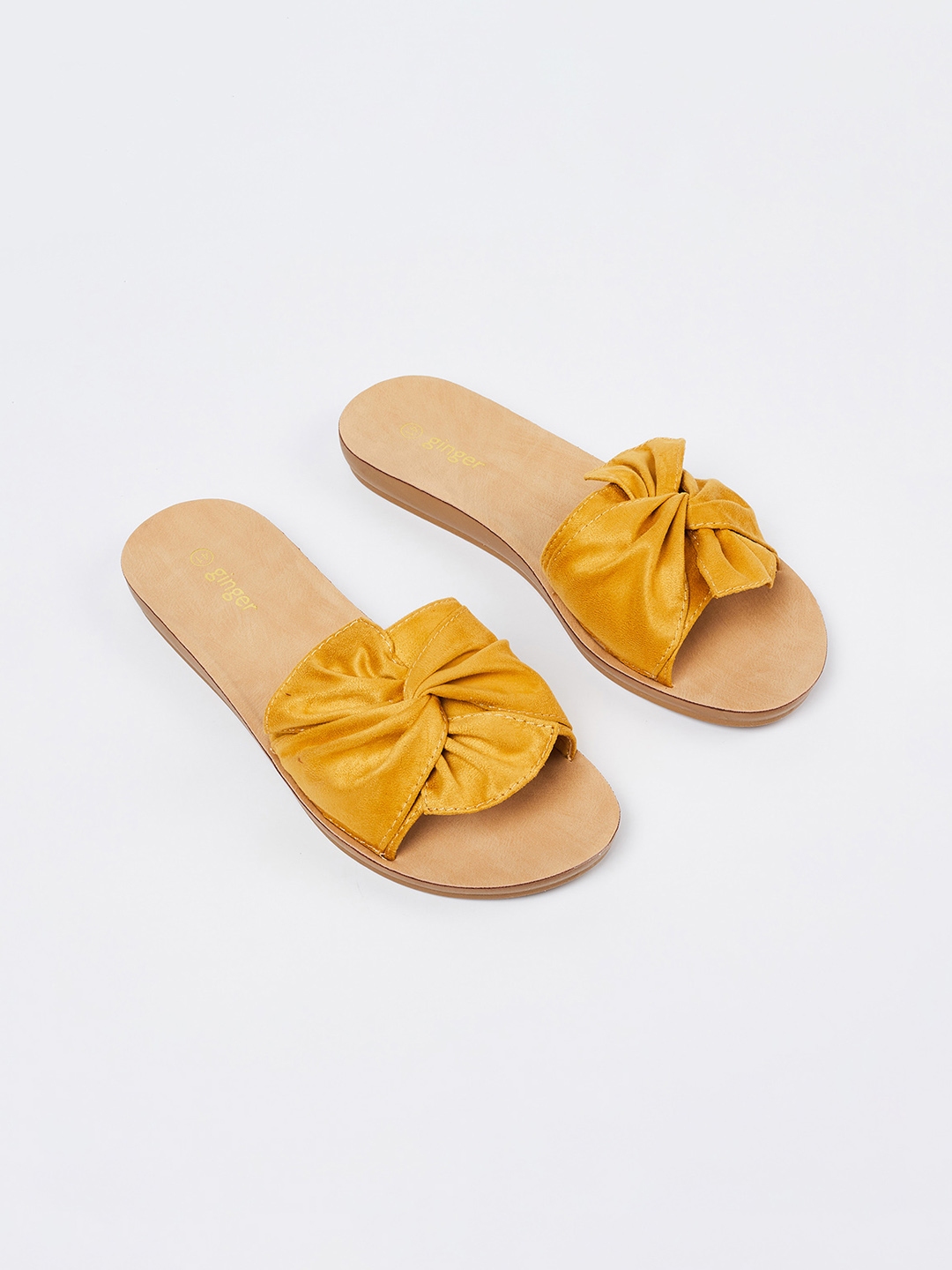 mustard pointed toe flats