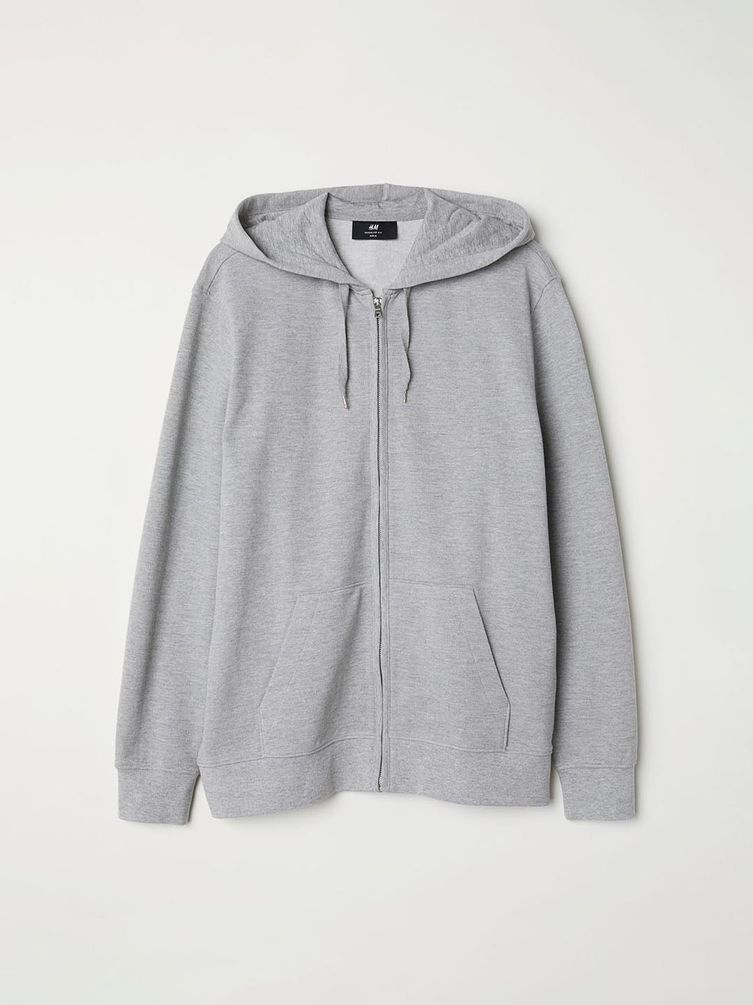 Buy H&M Men Grey Solid Piqu Hooded Sustainable Sweatshirt Sweatshirts