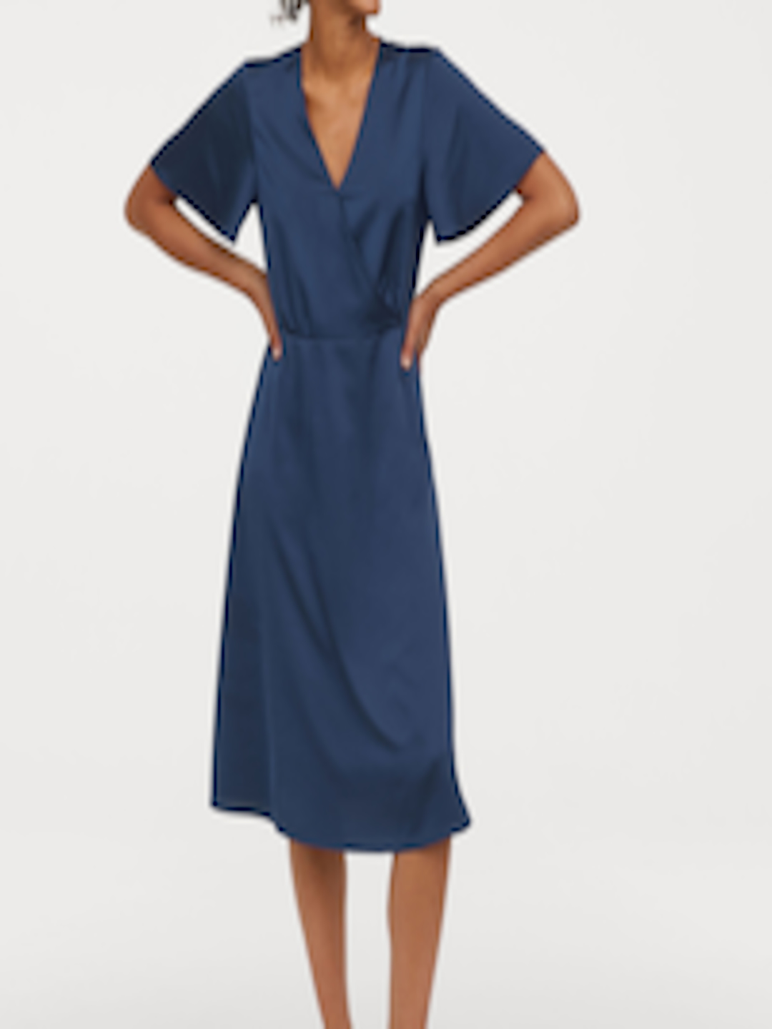 Buy H&M Women Blue Satin Wrap Dress - Dresses for Women 10432816 | Myntra