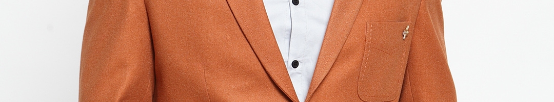 Buy LUXURAZI Men Rust Orange Solid Slim Fit Single Breasted Blazer ...