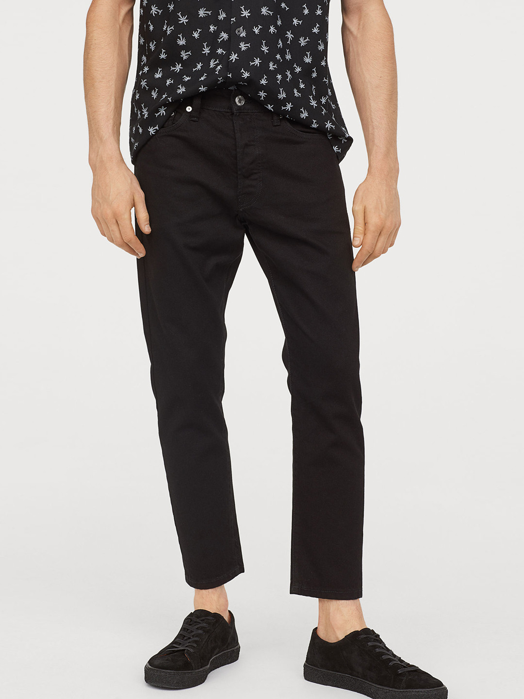 Buy H&M Men Black Solid Slim Straight Cropped Jeans Jeans for Men