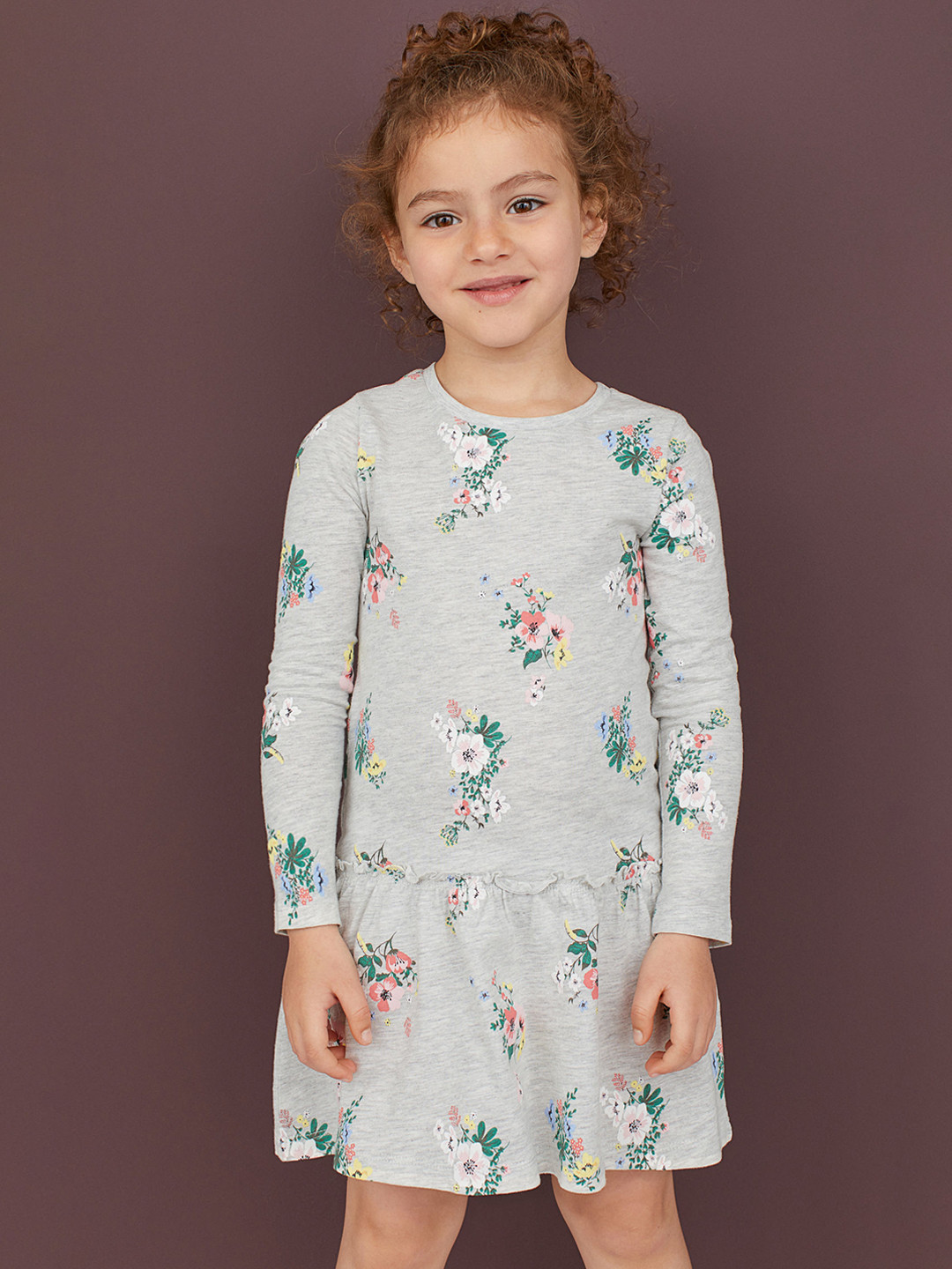 Buy H&M Girls Grey Printed Cotton Dress Dresses for Girls 10432812