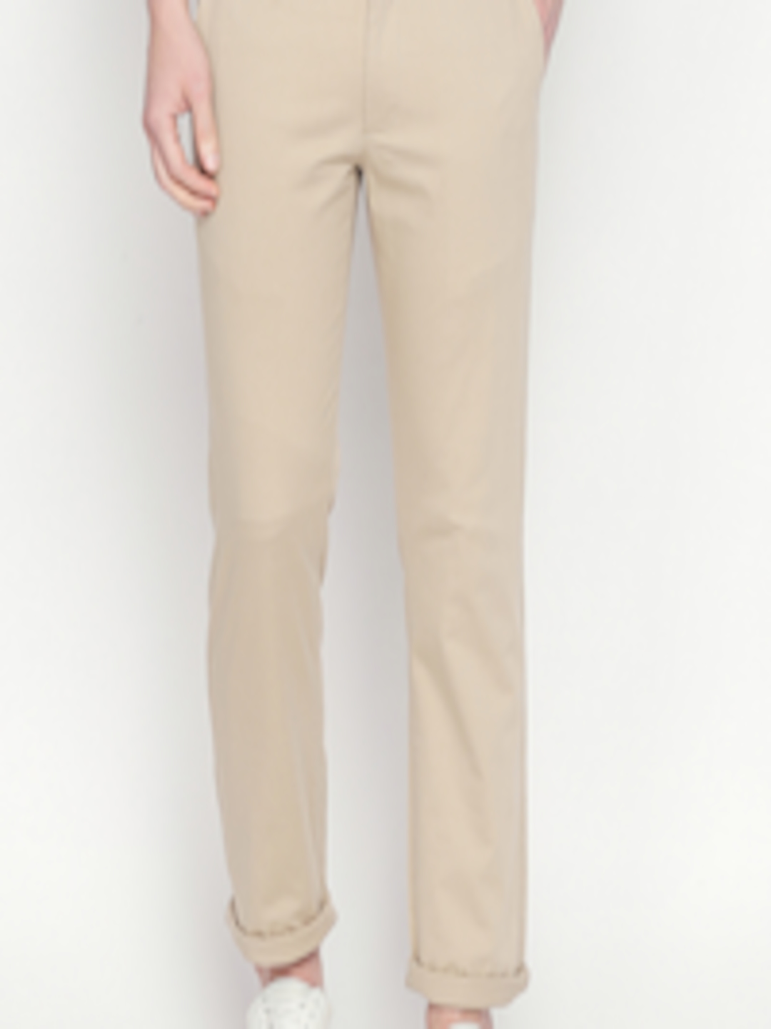 Buy Basics Men Beige Slim Fit Solid Regular Trousers - Trousers for Men ...