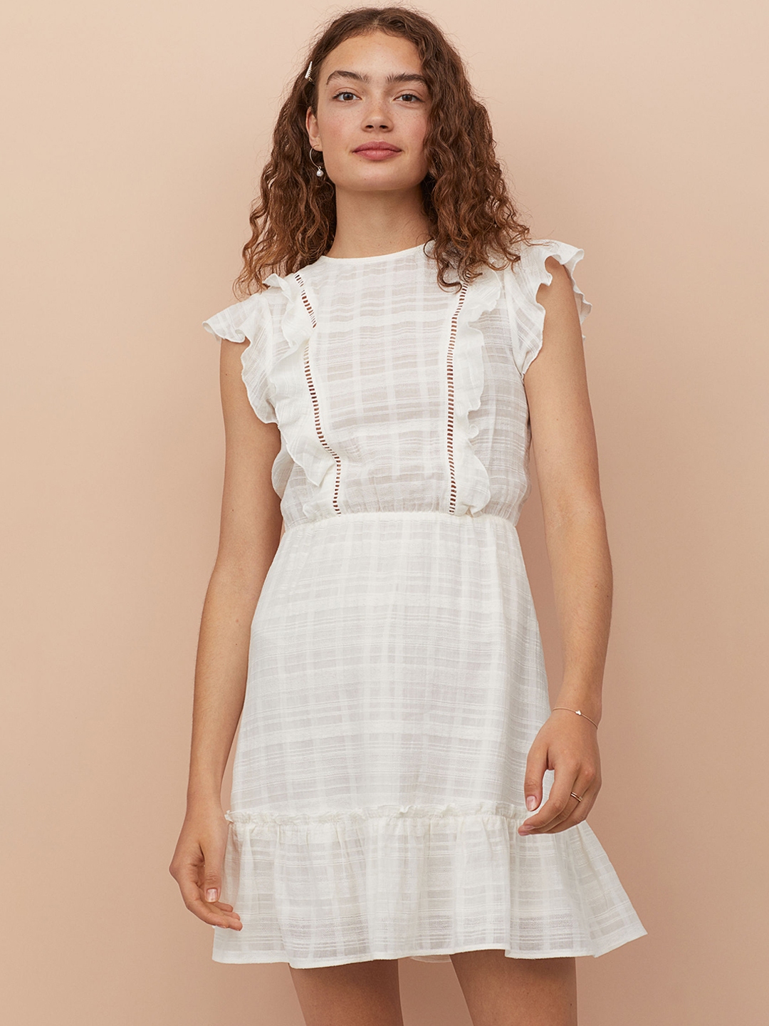 Buy H&M Women White Dress With Frills Dresses for Women