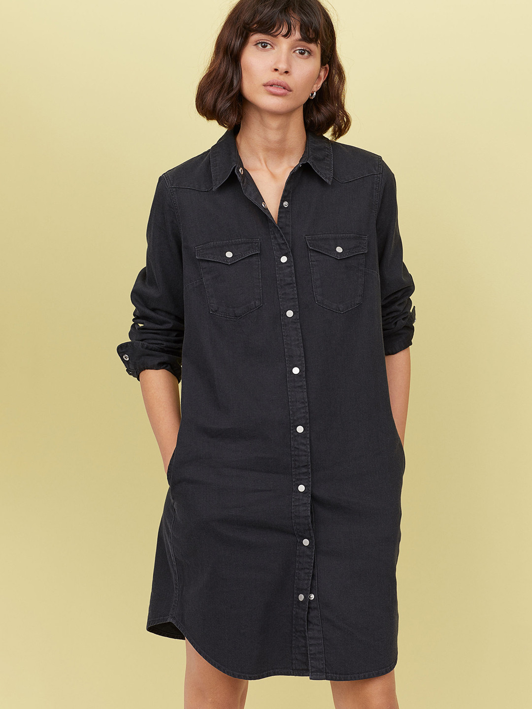Buy H&M Women Black Denim Shirt Dress Dresses for Women 10432570 Myntra