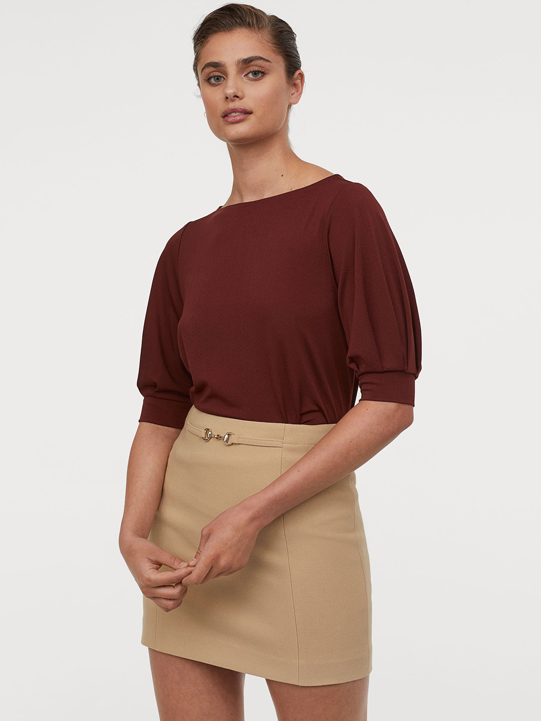 Buy H&M Women Beige Solid A Line Mini Skirt Skirts for Women 10432320 Myntra