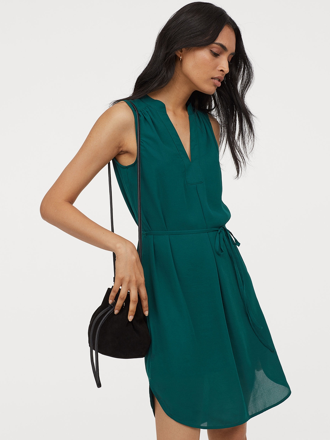 Buy H&M Women Green Solid Crepe Dress Dresses for Women 10432590 Myntra