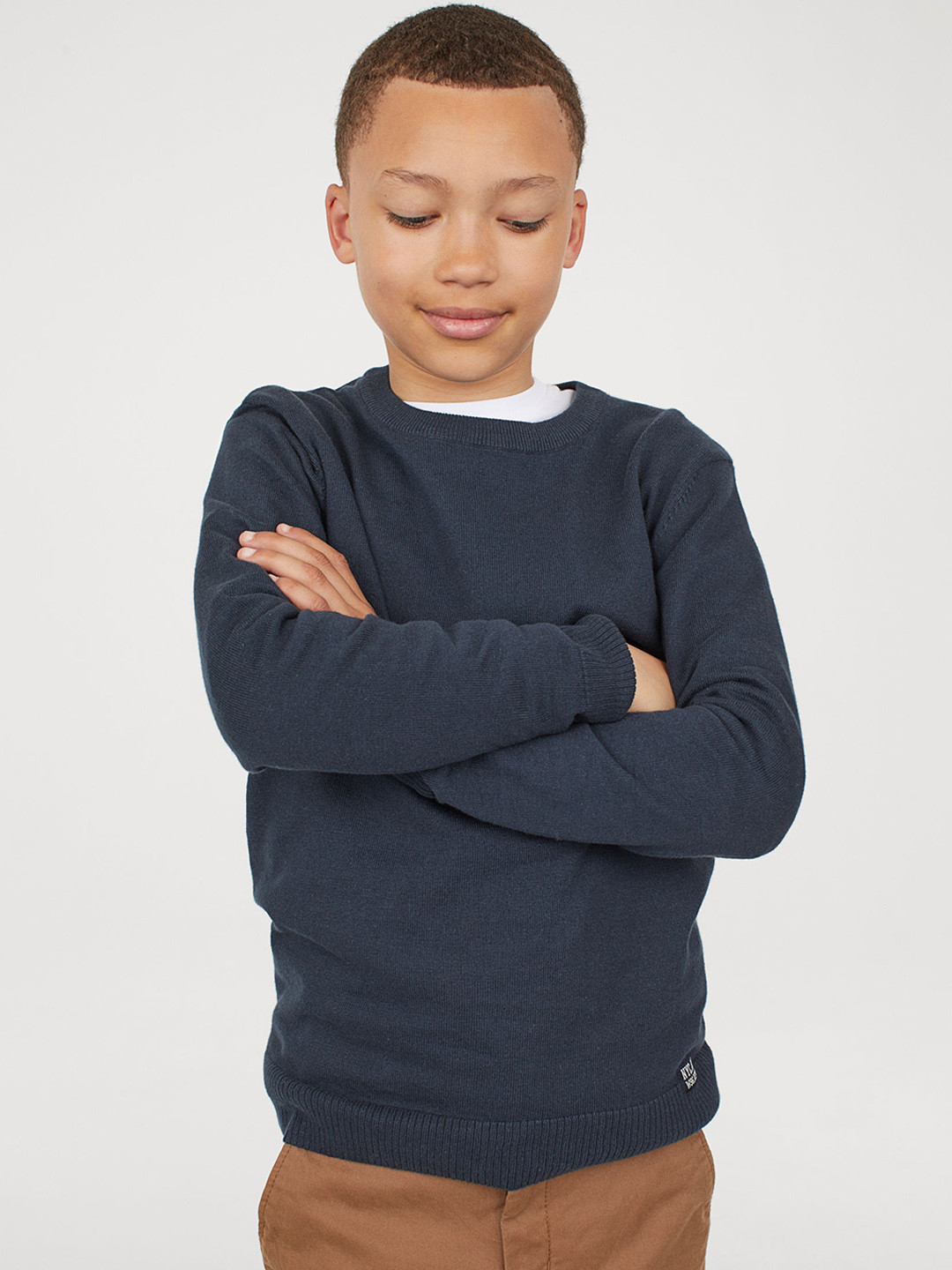 Buy H&M Boys Navy Blue Fine Knit Cotton Jumper Sweaters for Boys
