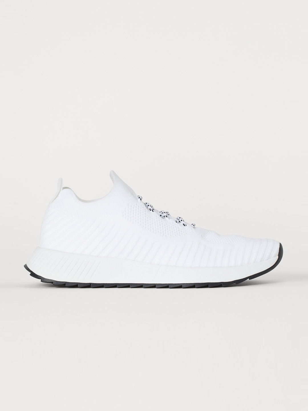 Buy H&amp;M Men White Solid Fully Fashioned Trainers Casual