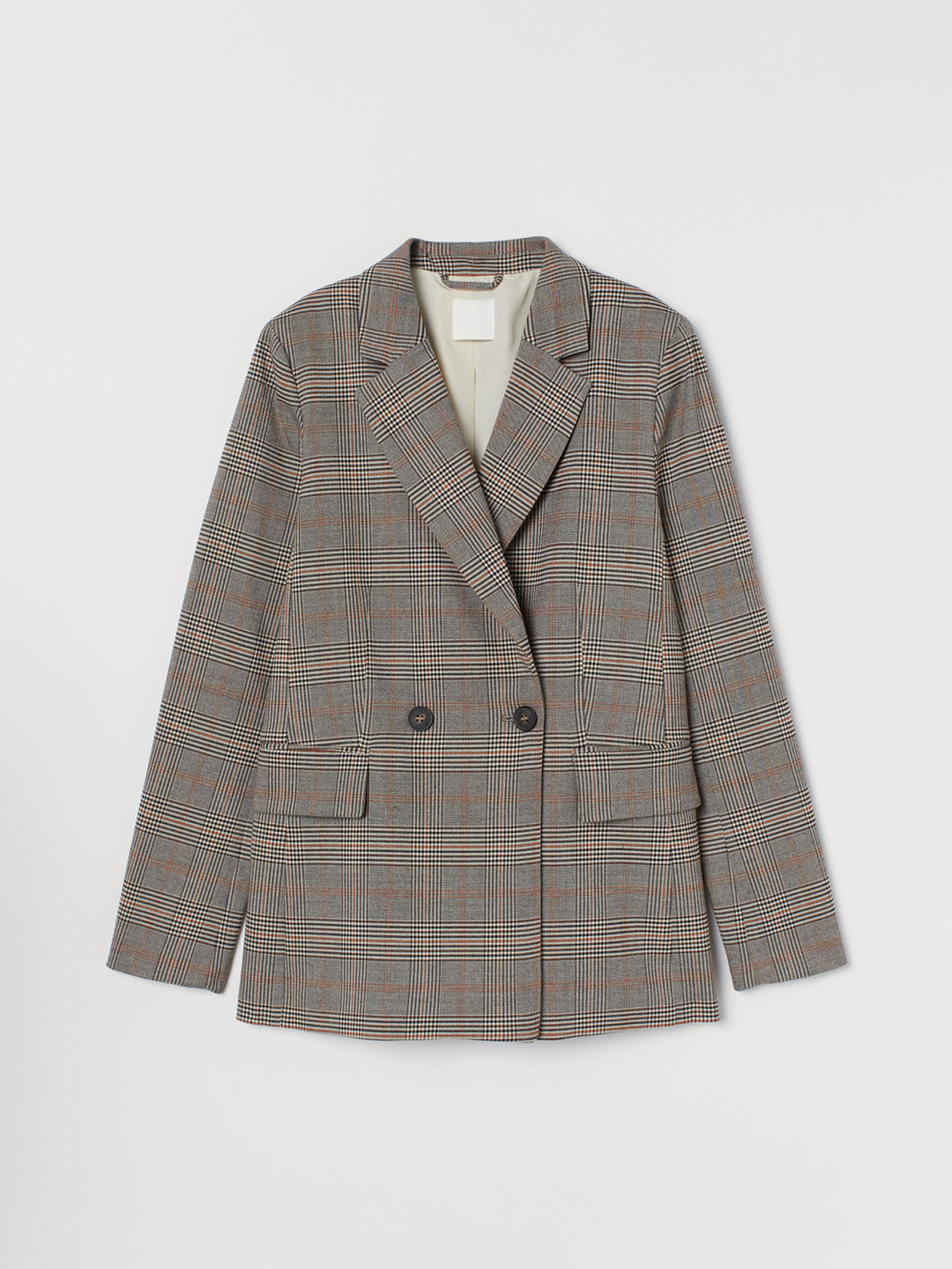 Buy H&M Women Grey Checked Double Breasted Blazer Blazers for Women