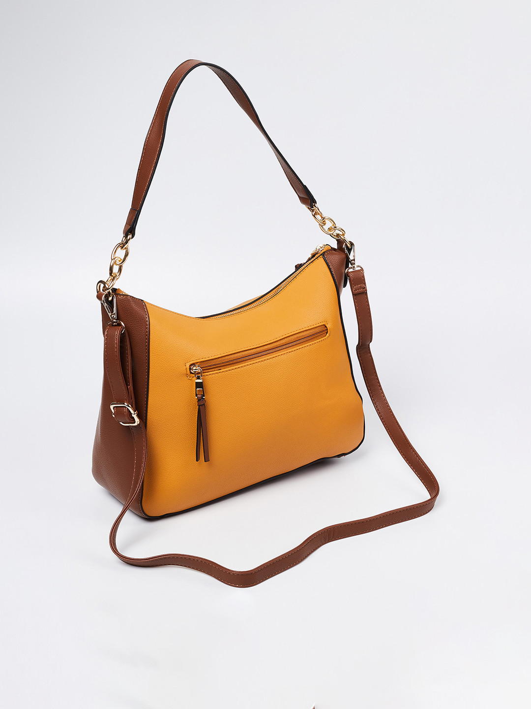 Buy CODE By Lifestyle Mustard & Brown Colourblocked Shoulder Bag Handbags for Women 10437240