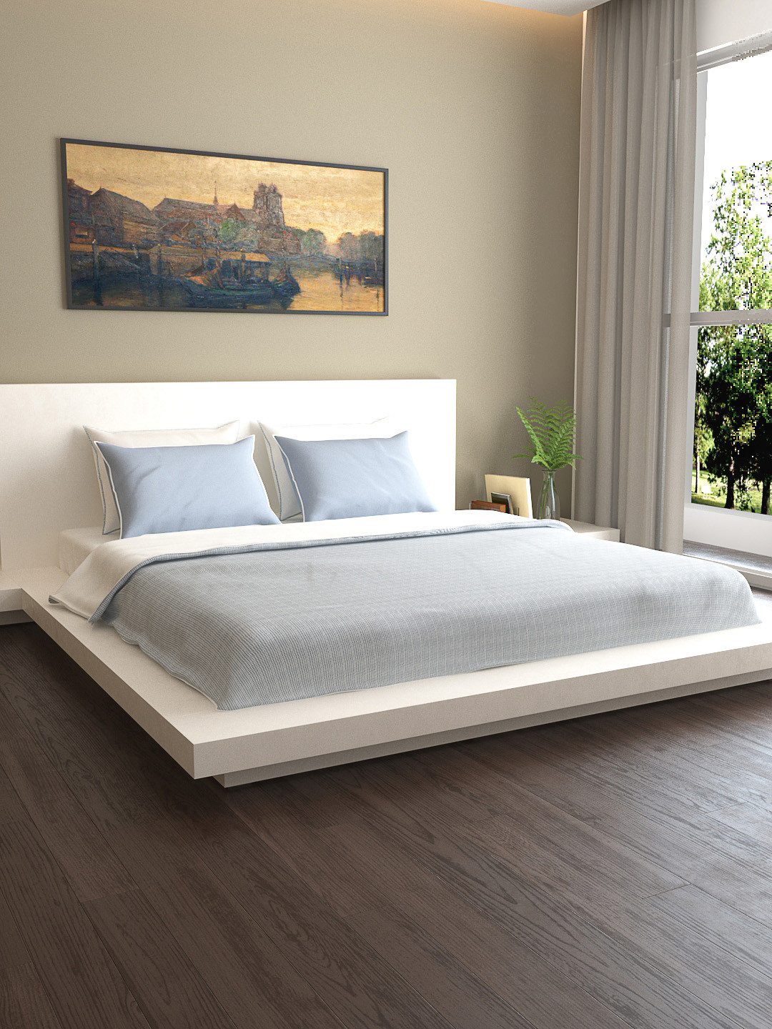 Buy MARK HOME White & Blue Checked 200TC Bedding Set With Duvet Cover