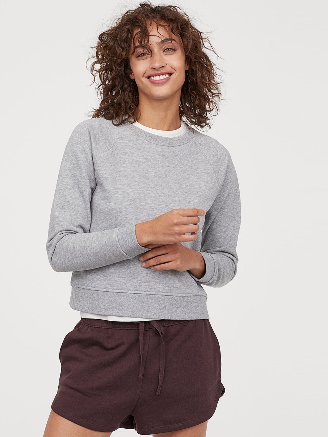 matching sweat shorts and sweatshirt