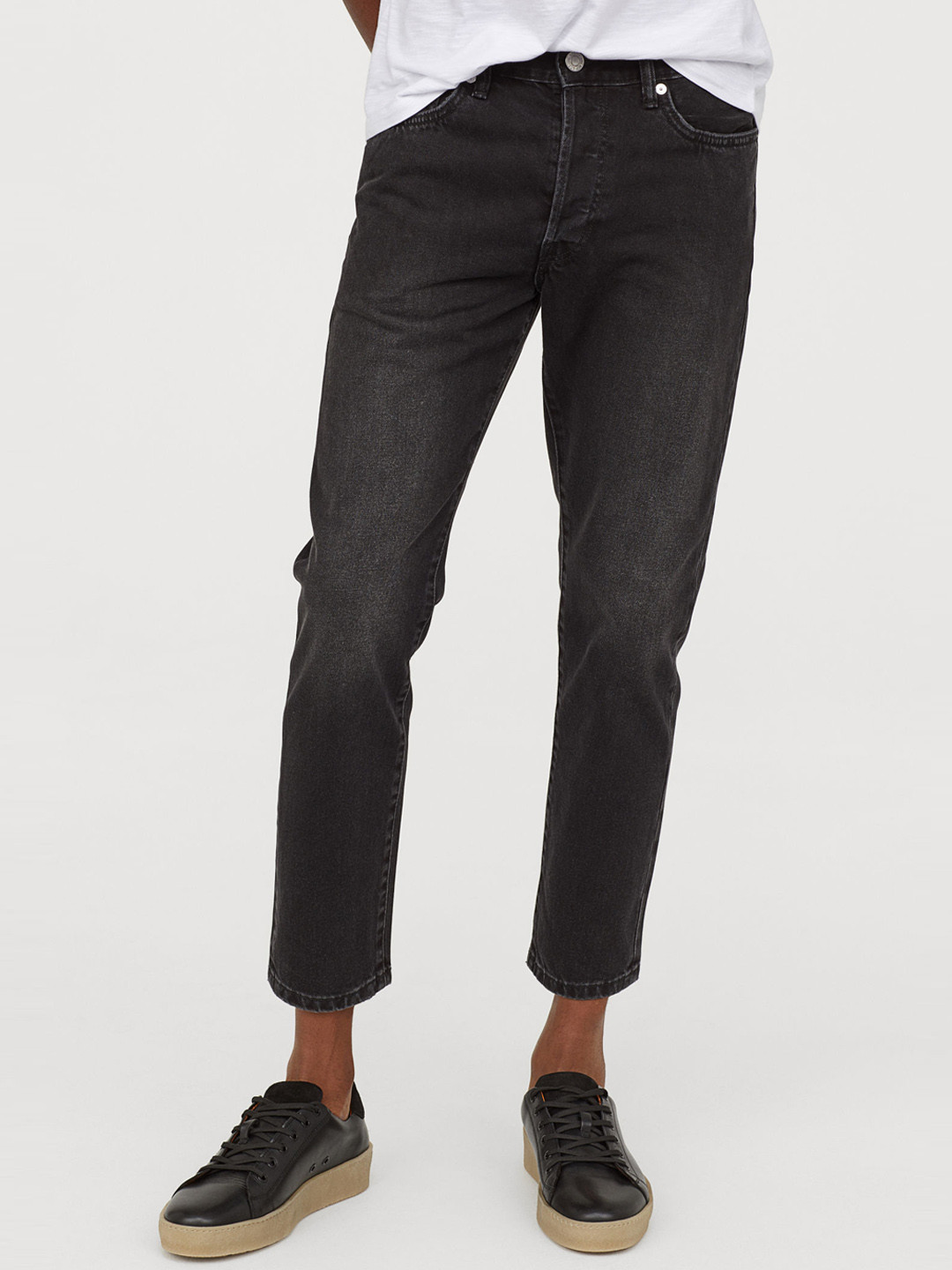 Buy H&M Men Black Slim Straight Cropped Jeans Jeans for Men 10432480