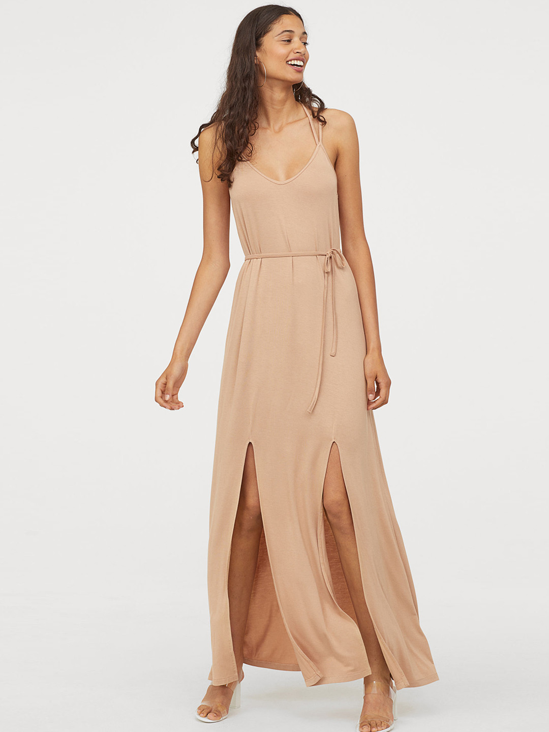 Buy H&M Women Beige Maxi Dress - Dresses for Women 10333239 | Myntra