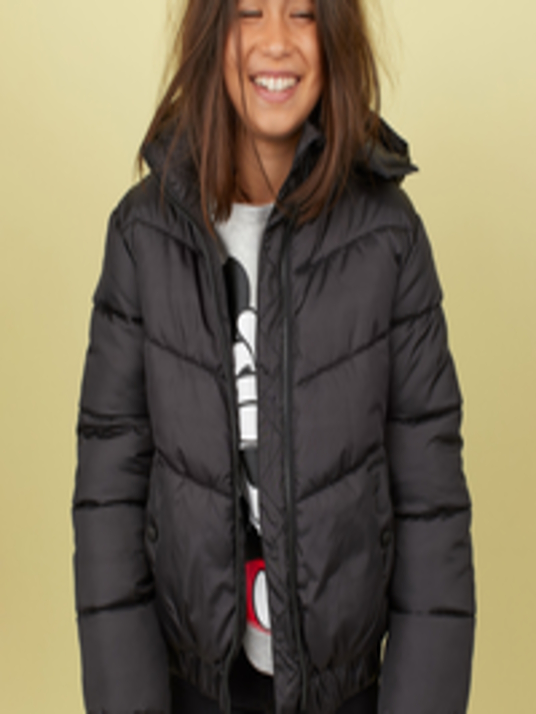 Buy H&M Girls Black Water Repellent Padded Jacket - Jackets for Girls ...