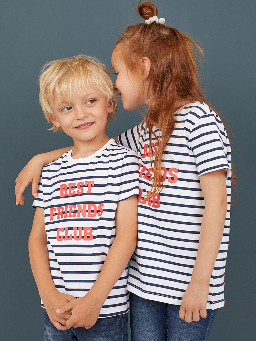 Buy HM Kids White And Navy Blue Cotton Pure Cotton T Shirt Tshirts